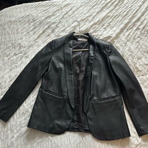 Mango faux leather blazer